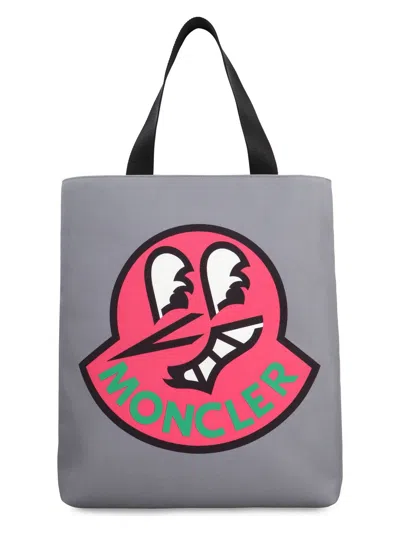 Moncler Men's Aq Canvas Tote Bag In Grey