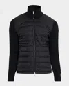 Moncler Mens Black Hybrid Padded Knitted Cardigan In Blue