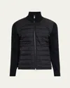 Moncler Men's Archivio Basic Puffer Wool Sleeve Cardigan In Black