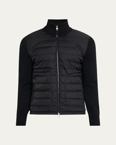 Moncler Men's Archivio Basic Puffer Wool Sleeve Cardigan In Black