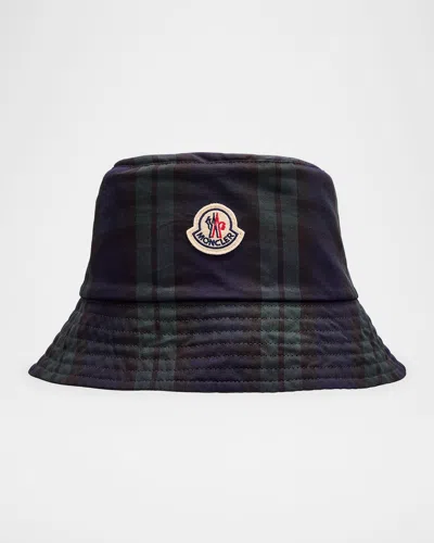 MONCLER MEN'S ARCHIVIO PLAID WOOL BUCKET HAT