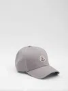 Moncler Grey Cotton Gabardine Baseball Cap In Gray