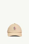Moncler Logo Cotton Baseball Cap In Brown