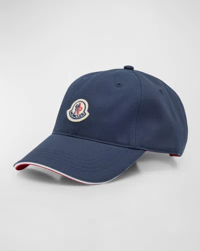 Moncler Men's Baseball Cap With Bill Tipping In Blue