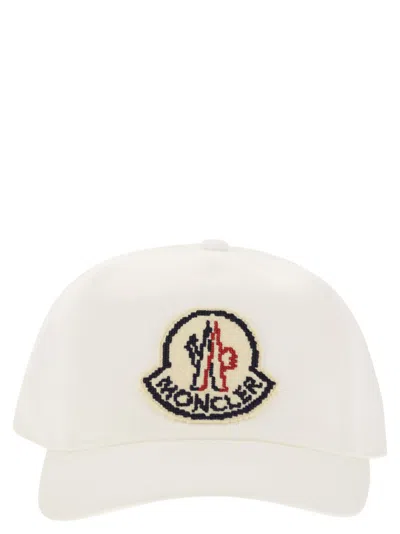 Moncler Men Baseball Cap With Logo In White
