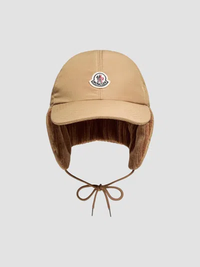 Moncler Men's Baseball Hat In Corduroy In Beige
