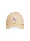 Moncler Logo Patch Cotton Gabardine Baseball Cap In Sand