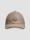 Moncler Check Wool Baseball Cap In Brown