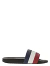 Moncler Tricolor Strap Open Toe Textured Footbed Slides
