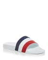 Moncler Basile Striped Rubber Sliders In White