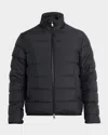 Moncler Quilted Down Jacket With High Collar And Logo Patch In Black