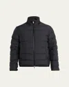 Moncler Quilted Down Jacket With High Collar And Logo Patch In Black