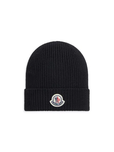 Moncler Men's Beanie Hat In Wool In Black