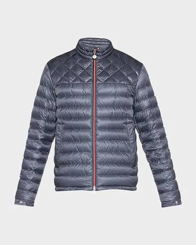Moncler Men's Benamou Tricolor Quilted Down Jacket In Blue