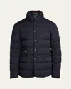 Moncler Men's Straight Cut Down Jacket With Concealed Hood In Navy