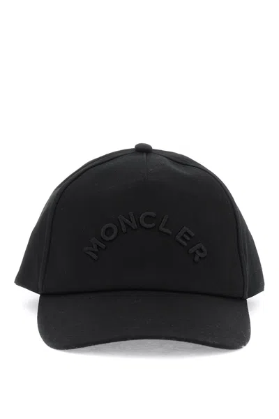Moncler Men's Black Baseball Cap With Logo Patch
