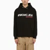 MONCLER MEN'S BLACK COTTON HOODED SWEATSHIRT FOR SS24 COLLECTION