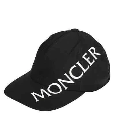 Pre-owned Moncler Men's Black Diagonal Logo-print Baseball Cap, Size One Size