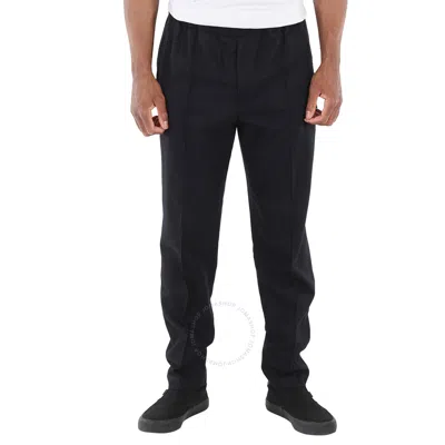 Moncler Men's Black Elastic-waist Flannel Trousers