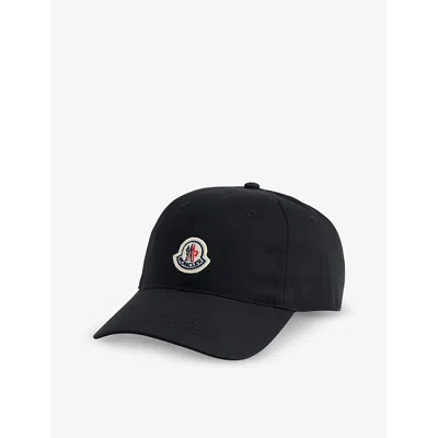 Moncler Mens Black Logo-patch Cotton Baseball Cap