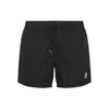 Moncler Logo Patch Detail Elastic Waist Swim Shorts In Black