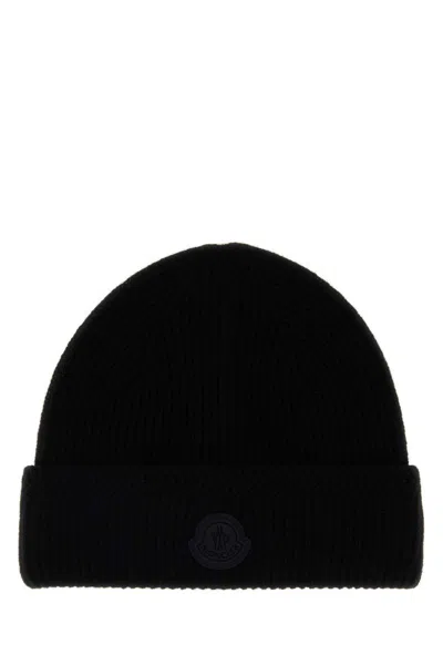 Moncler Men Black Solid Beanie Cap