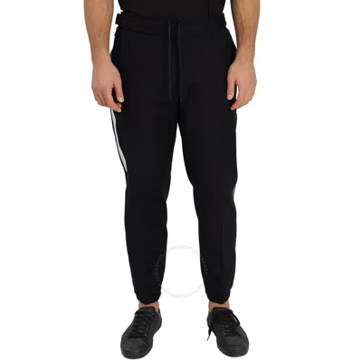 Moncler Men's Black Stretch Cotton Striped Trousers