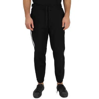 Pre-owned Moncler Men's Black Stretch Cotton Striped Trousers