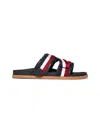 Moncler Men Blue Leather Mon Summer Sliders