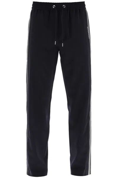 MONCLER MEN'S BLUE SPORTY PANTS WITH SIDE STRIPES FOR SS24