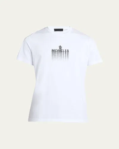 Moncler Men's Blurred Logo Crewneck T-shirt In White