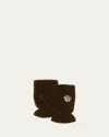 Moncler Men's Boucle Logo Finglerless Mittens In Brown