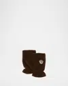 Moncler Men's Boucle Logo Finglerless Mittens In Brown