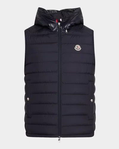 Moncler Men's Bourget Hooded Down Vest In Navy