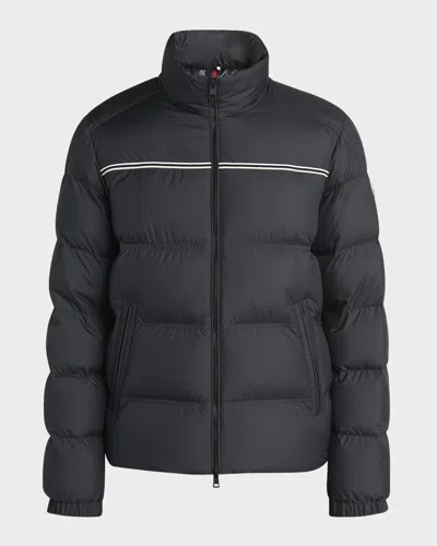 Moncler Men's Bouvaque Tricolor-trim Down Jacket In Black