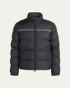 Moncler Men's Bouvaque Tricolor-trim Down Jacket In Black