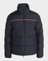 Moncler Puffer Jacket With High Collar And Quilted Design In Blue