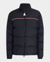 Moncler Men's Bouvaque Tricolor-trim Down Jacket In Blue