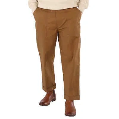 Pre-owned Moncler Men's Brown Cotton Poplin Wide-leg Pants