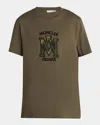 Moncler Men's Camouflage Logo Crewneck T-shirt In Brown