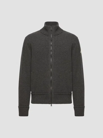 Moncler Men's Cardigan In Cashmere And Wool In Black