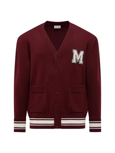 Moncler Men's Cardigan In Wool In Burgundy