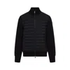Moncler Men's Navy Stretch Cotton Blend Cardigan In Black