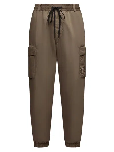 Moncler Utility Cargo Trousers Featuring Elastic Cuffs And Waistband In Gray