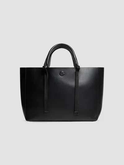 Moncler Men's Carlo Tote Bag In Leather In Black
