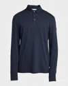 Moncler Men's Cashmere Long-sleeve Polo Shirt In Navy