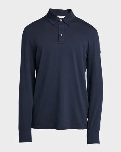 MONCLER MEN'S CASHMERE LONG-SLEEVE POLO SHIRT