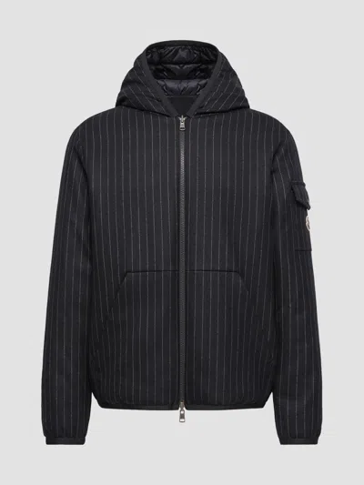 Moncler Ceze Reversible Hood Jacket Technical Wool In Black
