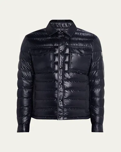 Moncler Men's Chambly Quilted Overshirt In Blue