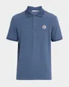 Moncler Blue Tricol-trimmed Pique Polo Shirt In Blue